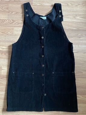 Kathy Ireland Black Ribbed Corduroy Dress: Size Large